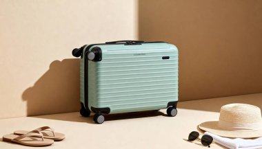 Minimum Arkaplanda Açık Mavi Bavul