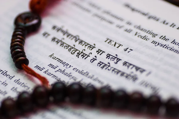 Bangalore, Hindistan - 3 Şubat 2013, Bhagavad Gita 'dan bir metin. (Metin Çevirisi: Çalışmaya hakkın var ama meyvelerini beklemiyorsun. Odaklandığın şey meyveler olmasın ve asla pasif kalma..)