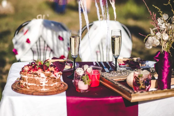 Decoración, silla, tenedor, vela, boda — Foto de Stock