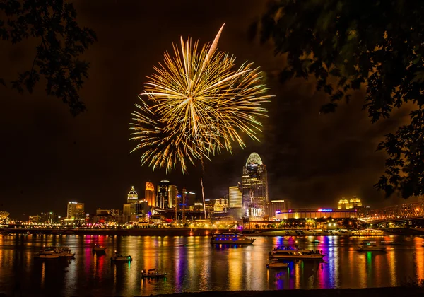 Firework on the River — Stock Photo, Image