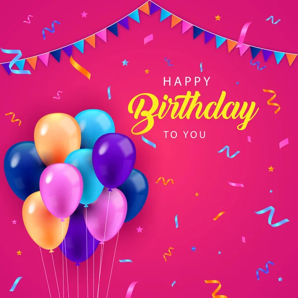 Happy Birthday Balloon Hintergrunddesign Vektor — Stockvektor