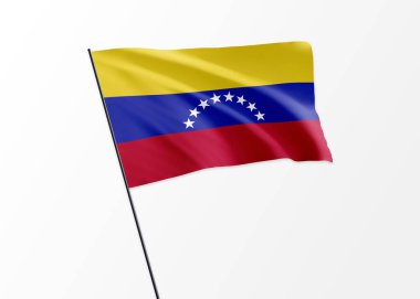 Venezuela bayrağı Venezuela 'nın izole edilmiş arka planında dalgalanır bağımsızlık gününde