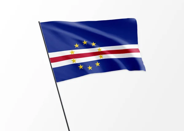 Bendera Tanjung Verde Berkibar Tinggi Latar Belakang Terisolasi Hari Kemerdekaan — Stok Foto