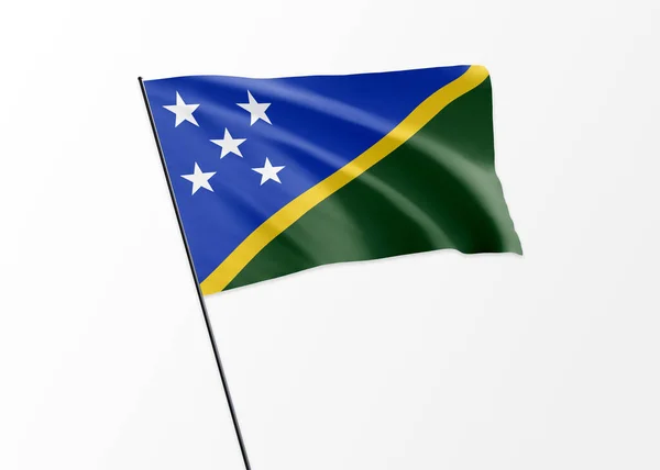 Solomon Island Flag Flyver Højt Den Isolerede Baggrund Solomon Island - Stock-foto