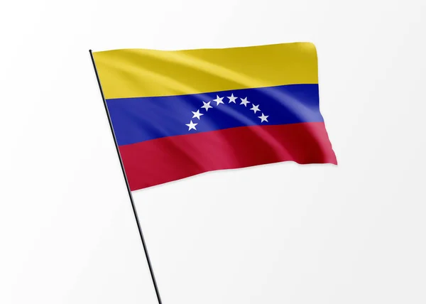 Venezuela bayrağı Venezuela 'nın izole edilmiş arka planında dalgalanır bağımsızlık gününde
