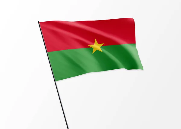 Drapeau Burkina Faso Flottant Haut Dans Arrière Plan Isolé Jour — Photo