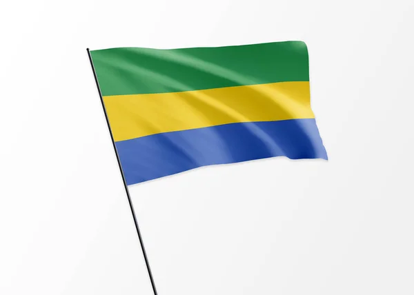 Σημαία Γκαμπόν Ψηλά Στο Απομονωμένο Φόντο Ημέρα Ανεξαρτησίας Γκαμπόν — Φωτογραφία Αρχείου