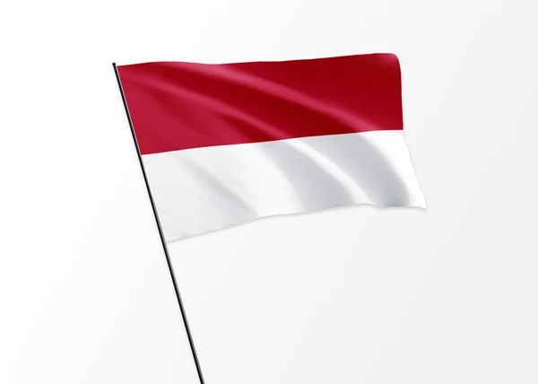 Bandeira Indonésia Voando Alto Fundo Isolado Dia Independência Indonésia — Fotografia de Stock