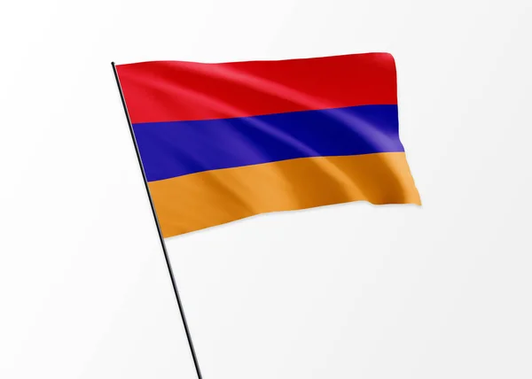 Прапор Вірменії Здіймається Високо Ізольованому Фоні Національна Колекція Прапорів Вірменії — стокове фото