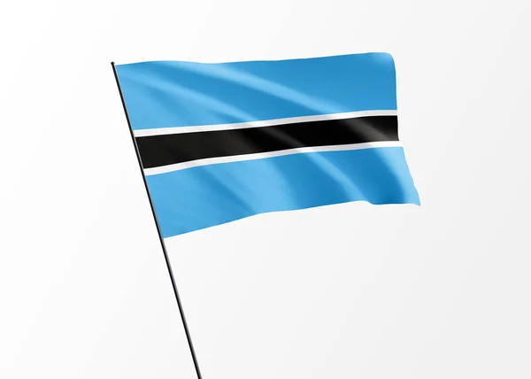 Botswanská Vlajka Vlaje Vysoko Izolovaném Pozadí Botswana Den Nezávislosti Světě — Stock fotografie