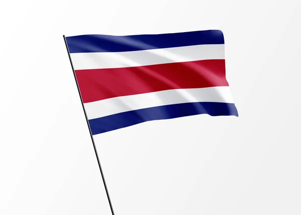 Kostarická Vlajka Vlaje Vysoko Izolovaném Pozadí Kostarika Den Nezávislosti Světě — Stock fotografie