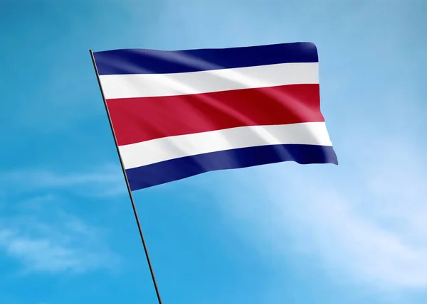 Kostarická Vlajka Vlaje Vysoko Obloze Kostarika Den Nezávislosti Světě Národní — Stock fotografie