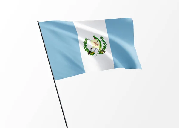 危地马拉国旗高高地飘扬在与世隔绝的背景下危地马拉独立日世界国旗收藏 — 图库照片