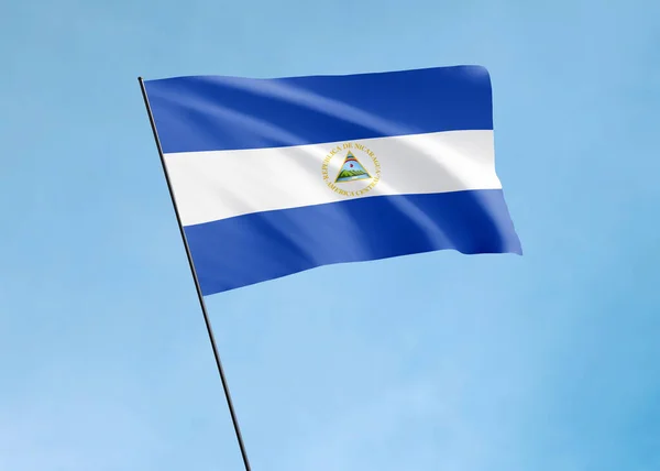 Nicaragua Vlag Hoog Lucht Nicaragua Onafhankelijkheidsdag Wereld Nationale Vlag Collectie — Stockfoto