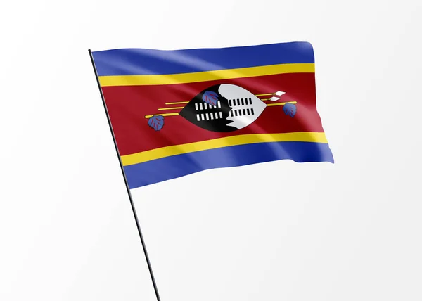 Swaziland Bandiera Sventola Alto Sullo Sfondo Isolato Swaziland Indipendenza Giorno — Foto Stock