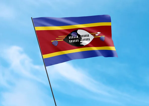 Флаг Свазиленда Высоко Поднятый Небе День Независимости Свазиленда — стоковое фото