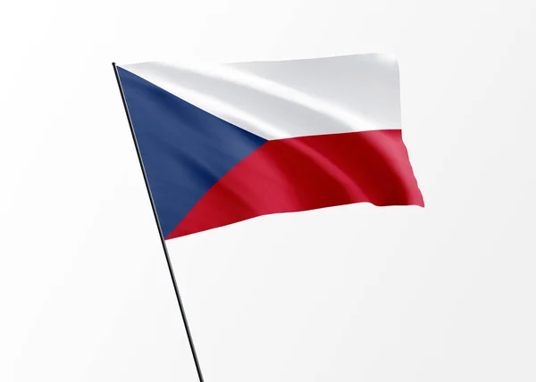 Czech Flag Flying High Isolated Background Czech Independence Day Illustration — Stock Photo, Image