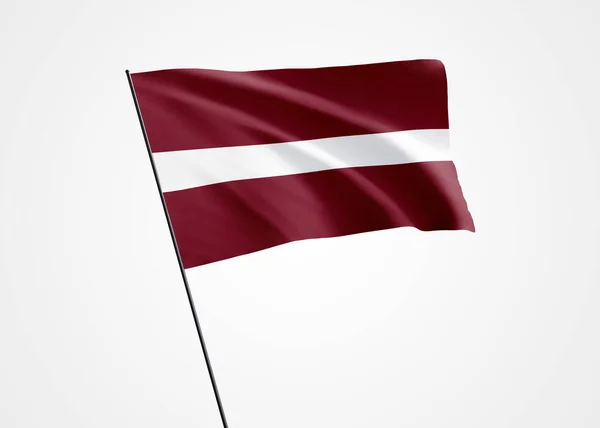 Bendera Latvia Berkibar Tinggi Latar Belakang Terisolasi Dominika Hari Kemerdekaan — Stok Foto