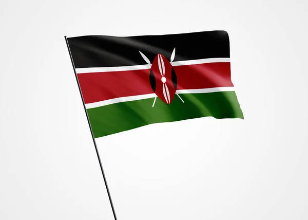 Bandiera Del Kenya Sventola Alto Sullo Sfondo Isolato Dicembre Giorno — Foto Stock
