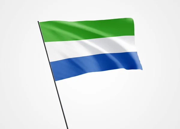 Sierra Leone Flagga Som Flyger Högt Den Vita Isolerade Bakgrunden — Stockfoto