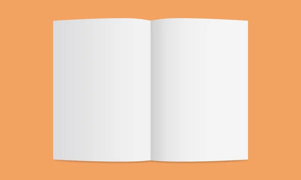 Libro Blanco Vista Superior Abierto Diseño Maqueta Ilustración Papel — Vector de stock