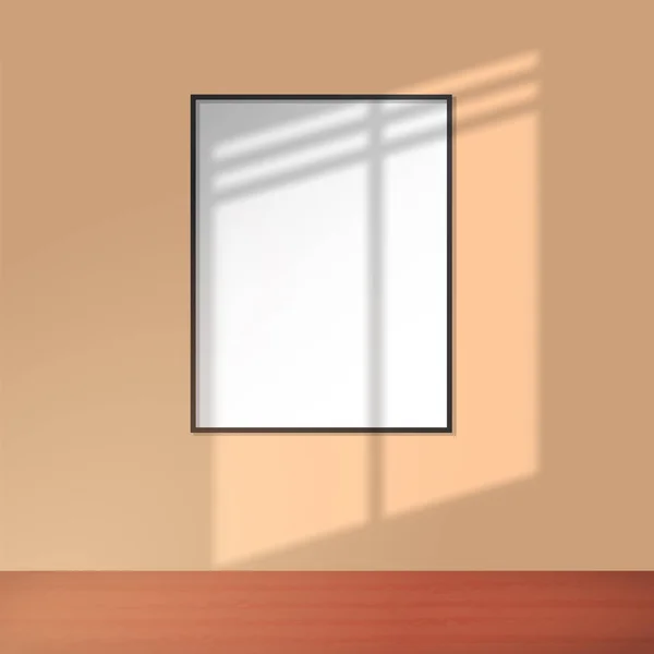 窗户阴影覆盖场景和白色框架在房间墙壁的背景 图解窗口阴影覆盖场景设计 — 图库矢量图片