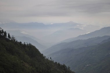 Güzel sıralar bulutlu gökyüzü ve gümüş muson sisi