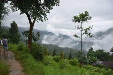 Gümüşi bulut ve sisli manzara