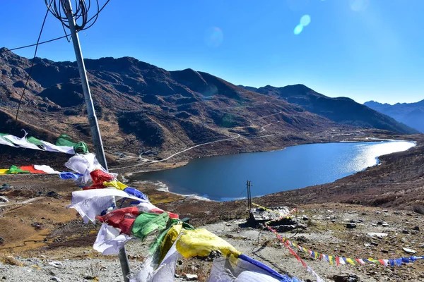 Picturesque view of blue lake in Himalayan mountain of Sikkim