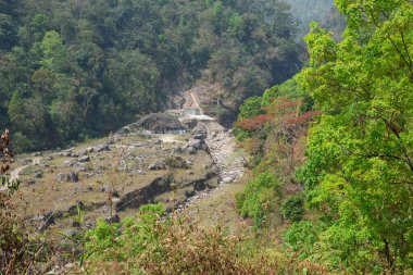 Aerial view view of himalayan rivulet in the forest of Todey, Kalimpong.