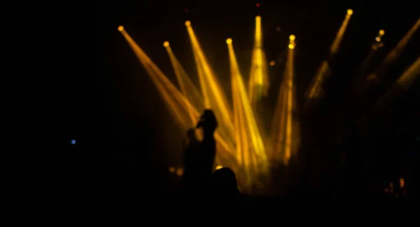 Foule Concert Silhouettes Dans Les Lumières Scène Silhouettes Foule Concert — Photo