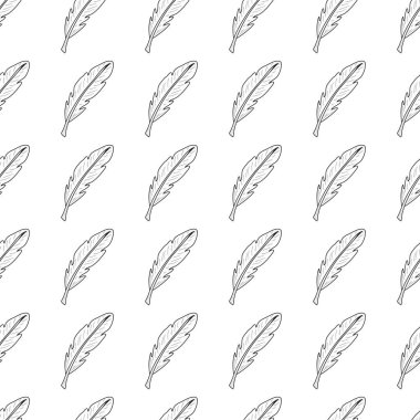 Tüy deseni tasarla. Dekorlar, süsler, duvar kağıtları, hediyeler, damaske, kutlamalar, tatiller, doğa temaları için fikirler. İzole vektör şablonu.