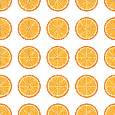 Renkli turuncu turunçgil meyvesi deseni. Dekorlar, süsler, duvar kağıtları, hediyeler, damaske, kağıt, kapaklar, şablonlar, kutlamalar, yaz tatilleri, doğal taze temalar. İzole vektör sanatı.