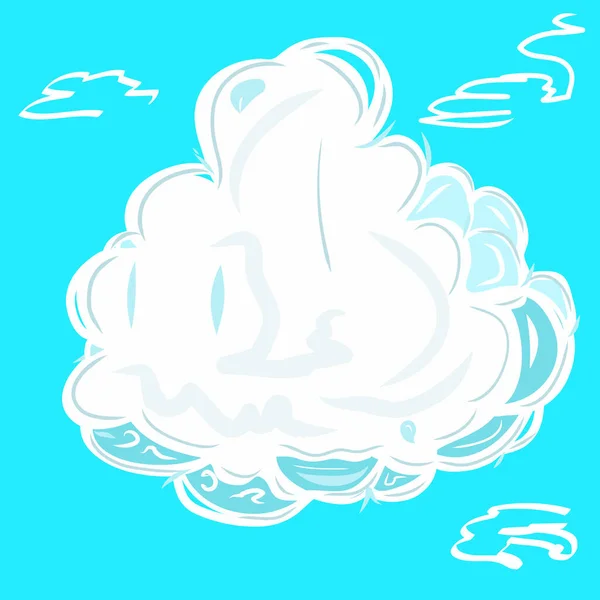 Big cloud icon. Creative illustration. Colorful sketch. Idea for decors, logo, patterns, papers, covers, gifts, summer and spring holidays, natural weather themes. Isolated vector art.