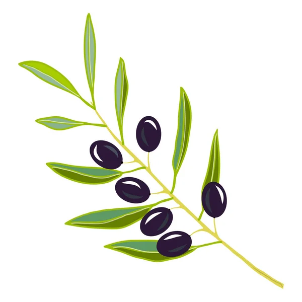 Black olive branch icon. Creative illustration. Colorful sketch. Idea for decors, logo, patterns, papers, covers, gifts, summer and autumn holidays, floral natural themes. Isolated vector art.