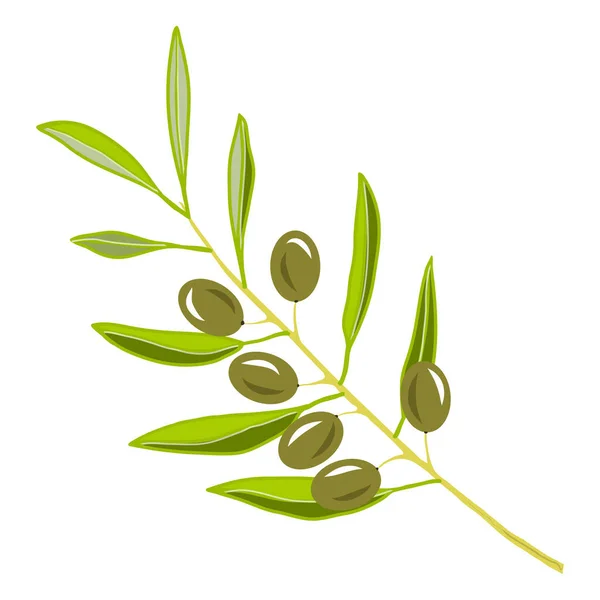 Green olive branch icon. Creative illustration. Colorful sketch. Idea for decors, logo, patterns, papers, covers, gifts, summer and autumn holidays, floral natural themes. Isolated vector art.