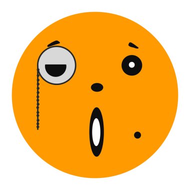 Tek gözlüklü gülümse. Simge. Renkli bir çizim. Dekorlar, logolar, kapaklar, tatiller, hediyeler, sanat. İzole vektör.