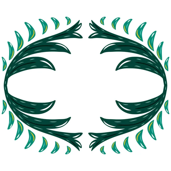 Spike çerçevesi. Bitki yaprakları. Doğal tema. Yaratıcı bir hediye. Renkli bir çizim. Dekorlar, logolar, kapaklar, tatiller, hediyeler, sanat, resim veya fotoğraf çerçevesi. İzole vektör.
