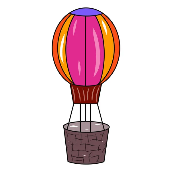 Hava balonu ikonu. Renkli bir çizim. Çocuk teması. Dekorlar, logolar, kapaklar, tatiller, hediyeler, sanat, kutlamalar için yaratıcı bir fikir. İzole vektör.
