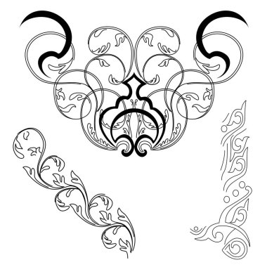 Beyaz arkaplanda izole edilmiş tebrik kartı için bukleli klasik çiçek süsü.