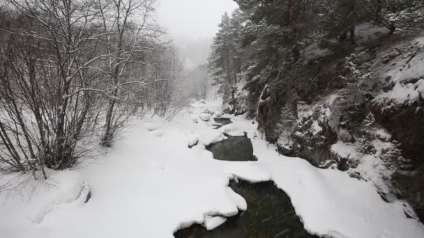 Rusia, República de Osetia del Norte, Alania. Película tormenta de nieve de invierno en las montañas del Cáucaso Central . — Vídeos de Stock