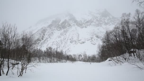 Ρωσία, Δημοκρατία της Βόρειας Οσετίας, Αλανίας. Ταινία χιονοθύελλα χειμώνα στα βουνά του Καυκάσου κεντρική. — Αρχείο Βίντεο