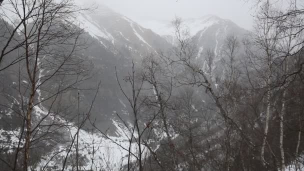 Russland, republik nordossetien, alania. Film Winterschneesturm in den Bergen des Zentralkaukasus. — Stockvideo