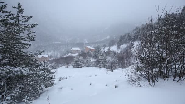 Rusland, Republiek van Noord-Ossetië-Alanië. Film winter sneeuwstorm in de bergen van de Kaukasus in de centrale. — Stockvideo