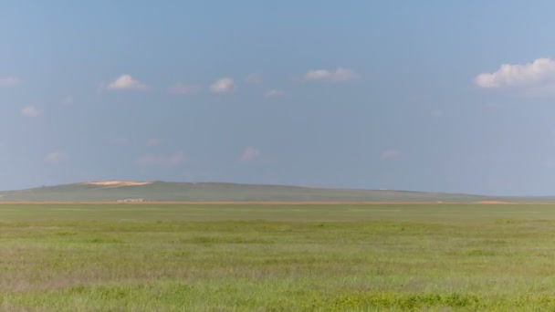 El movimiento de las nubes sobre los campos de trigo de invierno a principios de primavera en las vastas estepas del Don . — Vídeos de Stock