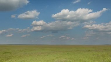 Bulutlar Don geniş bozkırlarında erken Bahar kış buğday alanları üzerinde hareket.