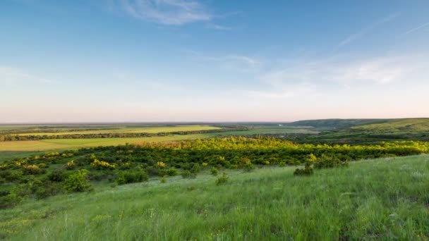 Puesta de sol en la estepa Don — Vídeos de Stock