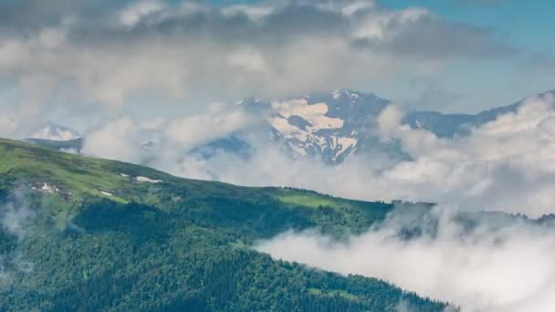 Время истекло. Россия, Кавказские горы Образование облаков над альпийскими лугами . — стоковое видео