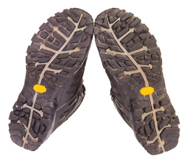 Eski siyah trekking Ayakkabı.