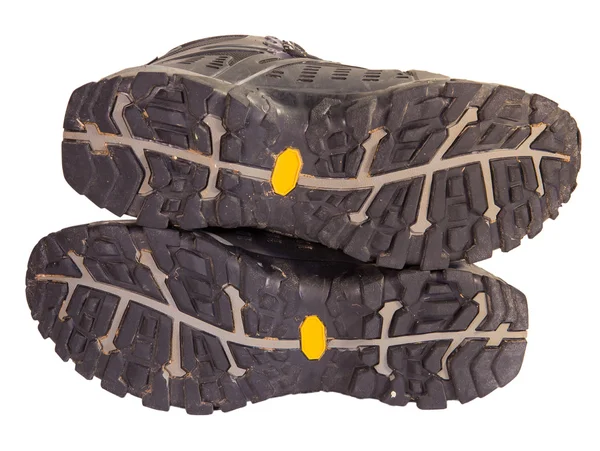 Velhos sapatos de trekking preto . — Fotografia de Stock